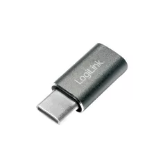 Logilink USB 2.0 Type-C adapter, C/M – Micro-USB/F, ezüst