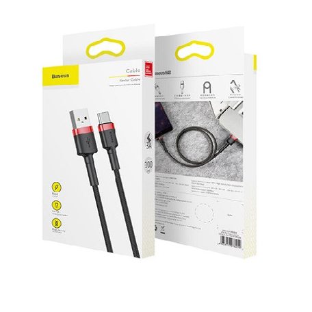 Baseus cafule kábel USB C típusú 3A 1M CATKLF-B09 fekete-Vörös