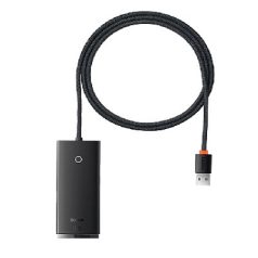   Baseus Lite 4 portos USB-A HUB adapter (USB-A > USB 3.0*4-re) 25cm WKQX030001 Fekete
