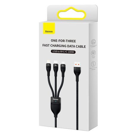 Baseus Flash Series II 3in1 gyorstöltő kábel CASS030001 (C, Micro, ...