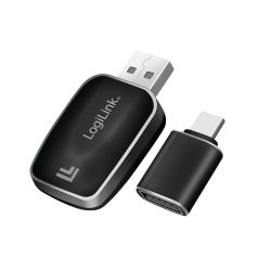   Logilink Vezeték nélküli BT 5.0 autós adapter CarPlay és Android Auto funkciókhoz, USB-A + USB-C, fekete