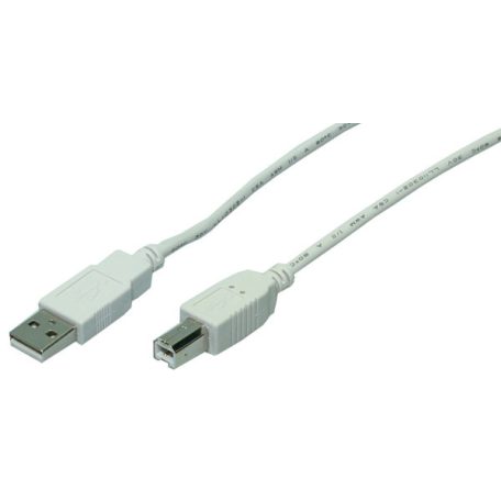 LogiLink USB 2.0 kábel, USB-A/M - USB-B/M, szürke, 2 m
