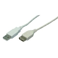 LogiLink USB 2.0 kábel, USB-A/M - USB-A/F, szürke, 3 m