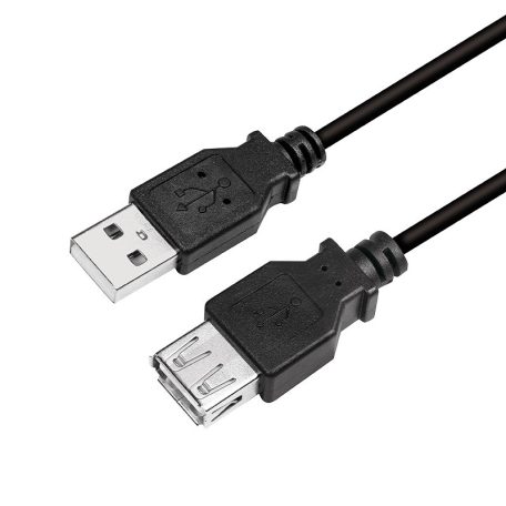 Logilink USB 2.0 kábel, USB-A/M-USB-A/F, fekete, 3 m