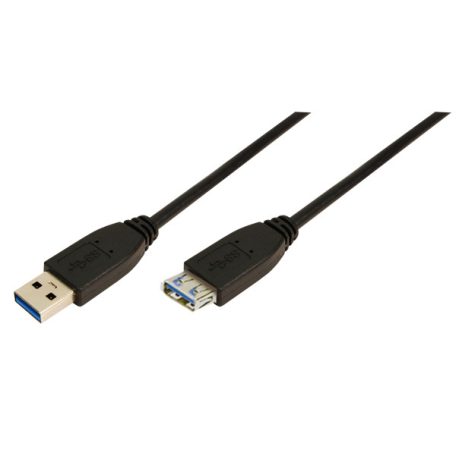 LogiLink USB 3.0 Hosszabbító kábel Type A>TypeA, fekete 3m
