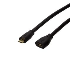   Logilink USB 2.0 kábel, Micro-USB/M - Micro-USB/F, fekete, 3 m