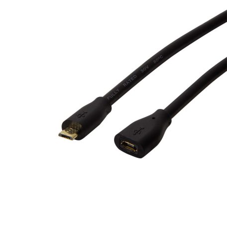 Logilink USB 2.0 kábel, Micro-USB/M - Micro-USB/F, fekete, 5 m