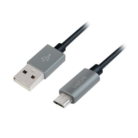 Logilink USB 2.0 kábel, USB-A/M - Micro-USB/M, nylon, alu, 1 m