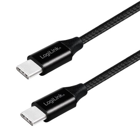 Logilink USB 2.0 Type-C kábel, C/M-C/M, fém, szövet, 1 m