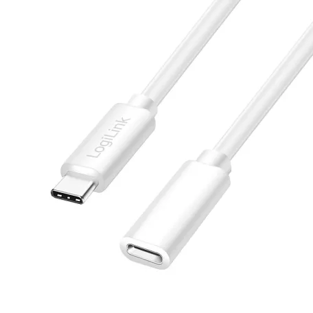 Logilink USB 2.0 Type-C kábel, C/M-USB-C/F, PD, fehér, 3 m
