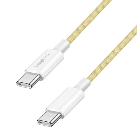 Logilink USB 2.0 Type-C kábel, C/M - C/M, 480 Mbps, 60W, nejlon, sárga, 1 m