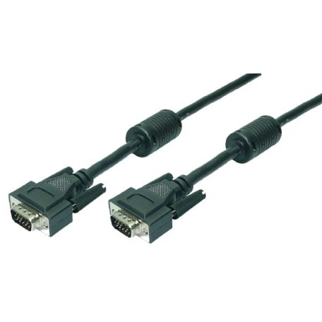 LogiLink VGA kábel, HD15/M   HD15/M, 1080p, 2x ferrit, fekete, 1,8 m