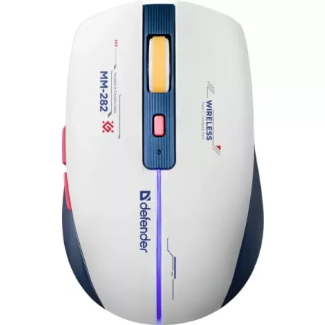 Defender Vezeték nélküli gamer egér Dila MM-282 fehér+kék, LED, 6D, 2,4, 1800 dpi