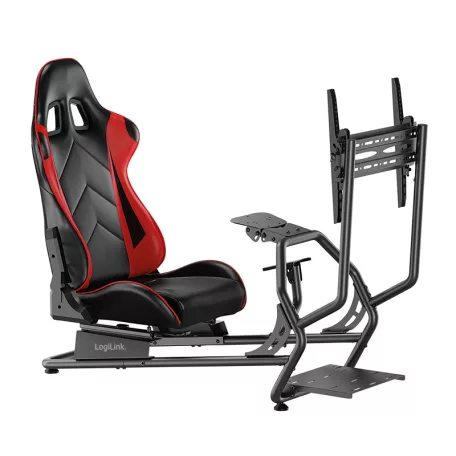 Logilink Racing-Simulatior Cockpit monitortartóval 32–50", fekete