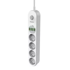   Energizer EPB2500W00EU hálózati elosztó 4 hálózati és 4 USB(töltő) aljzattal, túlfeszültség védett, 2m kábel 