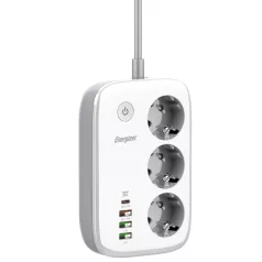   Energizer EPB2500W02EU Wi-Fi  vezérelhetőségű hálózati elosztó, 30W-os PD (USB) gyorstöltéssel és túlfeszültség védelemmel