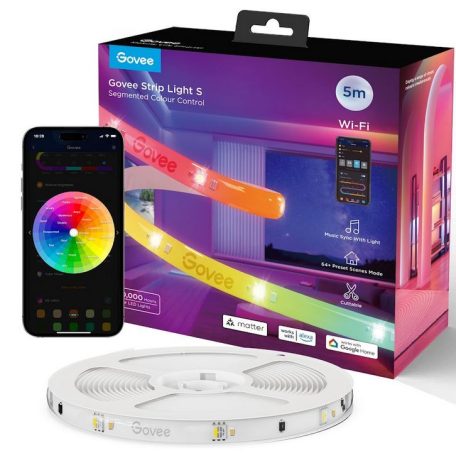 Govee RGBIC Wi-Fi + Bluetooth LED szalagfények védőbevonattal (5M) Hang + Wifi + Bluetooth vezérléssel