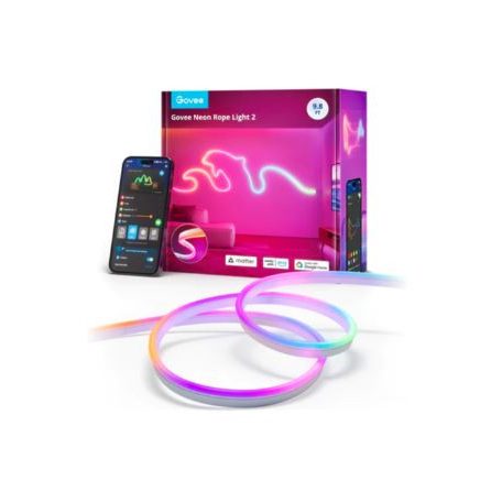Govee 3 méter Neon előre telepített szalagfény Hang + Wifi + Bluetooth vezérlésel  (Matter, Homekit, Google, Alexa, Smarthings)