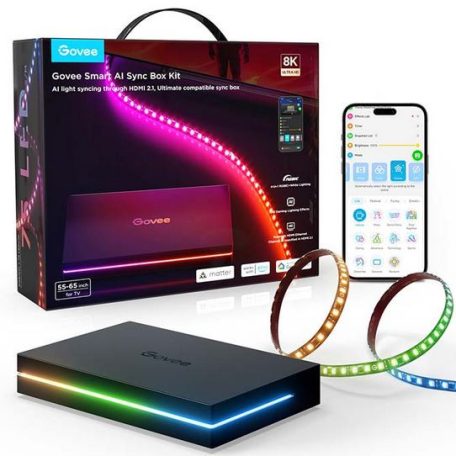 Govee AI szinkronizáló doboz 2  55-65 hüvelykes képernyőkhöz Max 8K 240HZ Matter APP + Wifi + Bluetooth vezérléssel