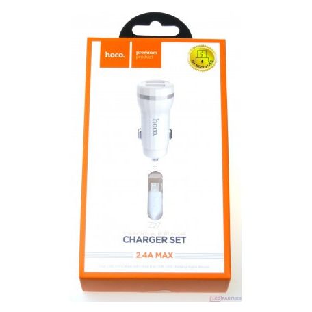 HOCO autós töltő "Z27 Staunch" dual port töltőadapter 1m-es Micro kábellel