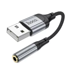   HOCO adapter AUX USB-A (dugasz) Jackhez 3,5 mm (aljzat) LS36 0,12 m fekete