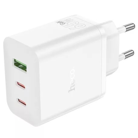 HOCO N30 GaN QC PD65W(2C1A) töltő 1xUSB-A, 2xType-C (EU) fehér