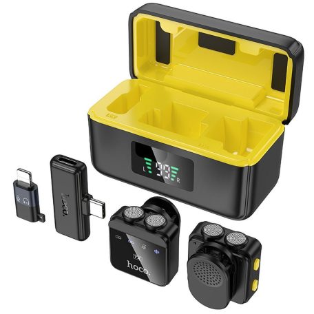 HOCO L17 Dupla-mikrofonos mágneses lavalier vezeték nélküli digitális mikrofon (Lightning/Type-C)