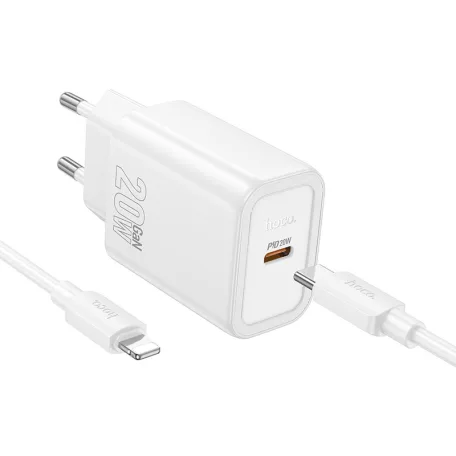 HOCO N60 Gentle egy portos USB-C PD20W töltőkészlet Type-C - Lightning (EU) fehér
