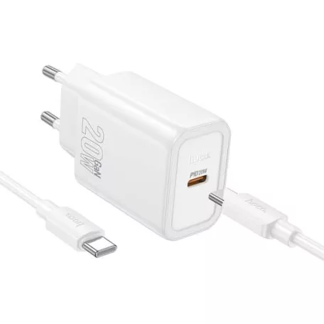 HOCO N60 Gentle egy portos USB-C PD20W töltőkészlet Type-C - Type-C (EU) fehér