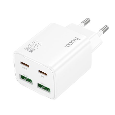 HOCO N56 Fundador 2xUSB-C 2xUSB-A 30W TÖLTŐ (EU)- FEHÉR