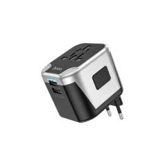   HOCO AC5 World utazó univerzális adapter töltő 2x USB-A (UK/EU/US/AUS) 12W