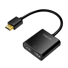   Logilink HDMI elosztó, 1x2 port, 4K/60 Hz, EDID, HDCP, HDR, CEC, IR, leskálázó, 0,13 m