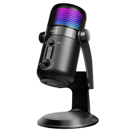 Logilink Mikrofon, kardioid, NRC, 192 kHz@24 bit, RGB világítás, streaming, podcast, stúdió