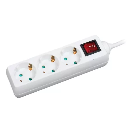 LogiLink Shuko 3-as csatlakozó elosztó, 45° elforgatott, 1.4 m, IP20, fehér