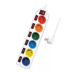  Logilink Elosztó 6-os 7 kapcsolóval, 6x CEE 7/3, többszínű