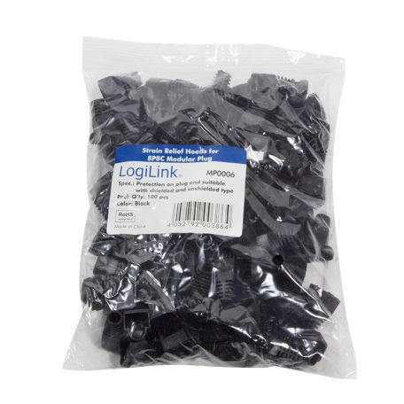 LogiLink Törés gátló 8P8C moduláris csatlakozókhoz 100db, fekete