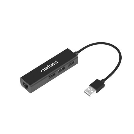 Natec Dragonfly USB 2.0-ról 3 USB+RJ45 hub, fekete