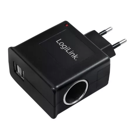 LogiLink Hálózati töltő, USB port és szivargyújtó, 1000mA