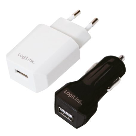 LogiLink USB töltő szett (hálózati + autós)