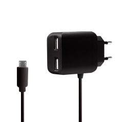 Logilink USB fali töltő , 2+1 port, 10,5W, fekete