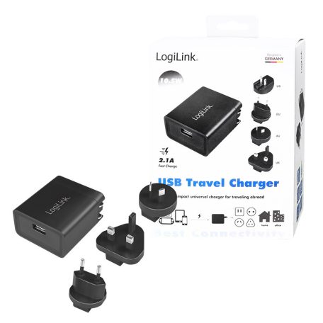 Logilink USB-csatlakozós utazó adapter 2,1A gyorstöltéshez, 10,5W