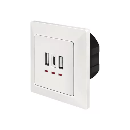 Logilink Fali konnektor, 2x USB-A, 1x USB-C