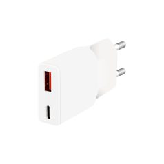   Logilink Dual-USB GaN töltő, 1x USB-C (PD), 1x USB-A (QC), 20 W, fehér