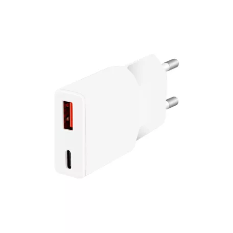 Logilink Dual-USB GaN töltő, 1x USB-C (PD), 1x USB-A (QC), 30 W, fehér, vékony kivitel