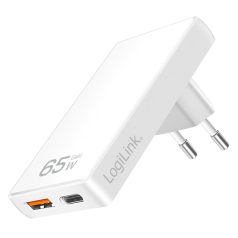   Logilink Kettős USB aljzat adapter, 65 W, USB-A, USB-C, extra vékony, fehér