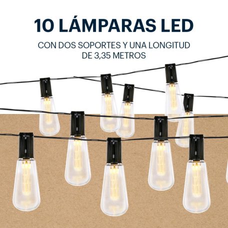 Solar fényfüzér, leszúrható egységgel, 10db égővel, Grundig