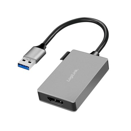 Logilink USB 3.0 adapter, USB-A/M – HDMI-A/F, 1080p, szürke, 0,15 m