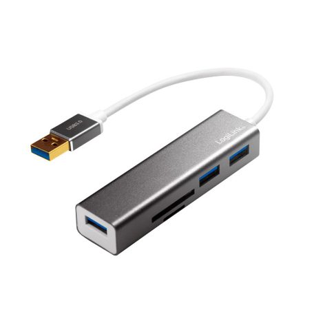 LogiLink USB 3.0, 3 portos hub, kártyaolvasóval