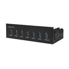   Logilink USB 3.0 hub 5,25", 7 portos, belső, gyorstöltő porttal, fekete