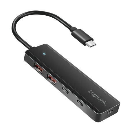Logilink Ultravékony USB-C hub, 4 port, 2x USB-A, 2x USB-C, fekete